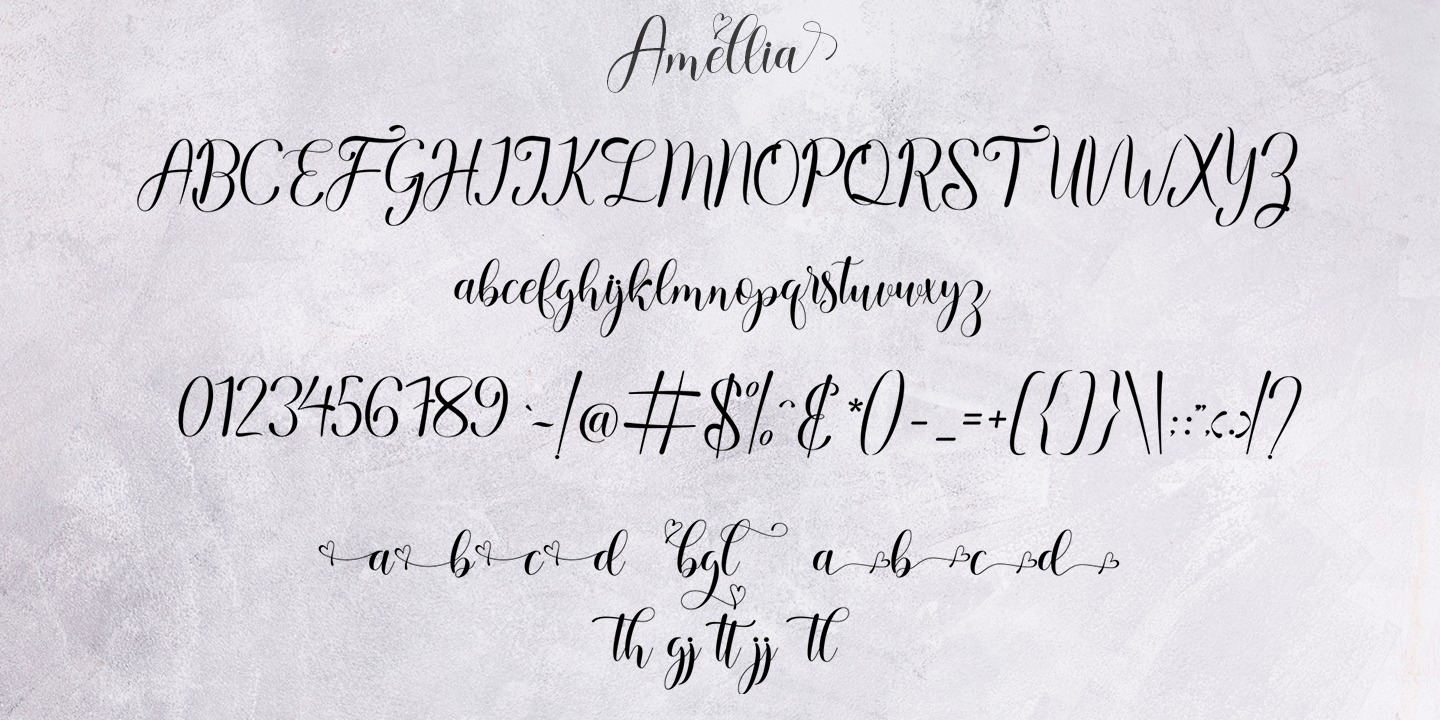 Przykład czcionki Amellia Script Regular